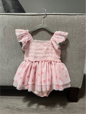 Noralee Baby pink heart tutu dress with bodysuit 18 months